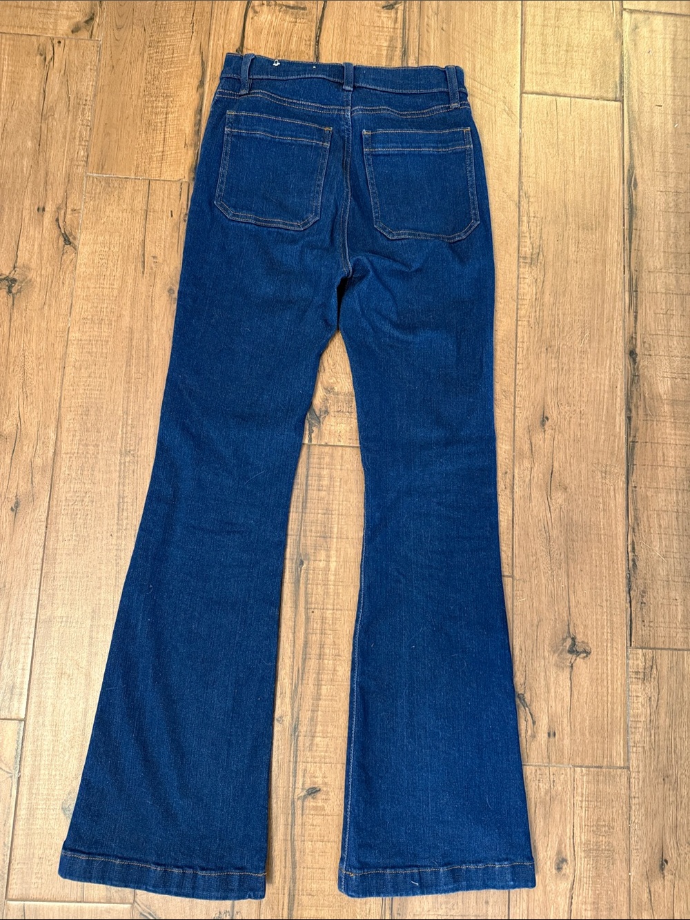 LOFT Dark Blue Flare Jeans with Front Flap Pockets Like New 26 - Picture 6 of 6
